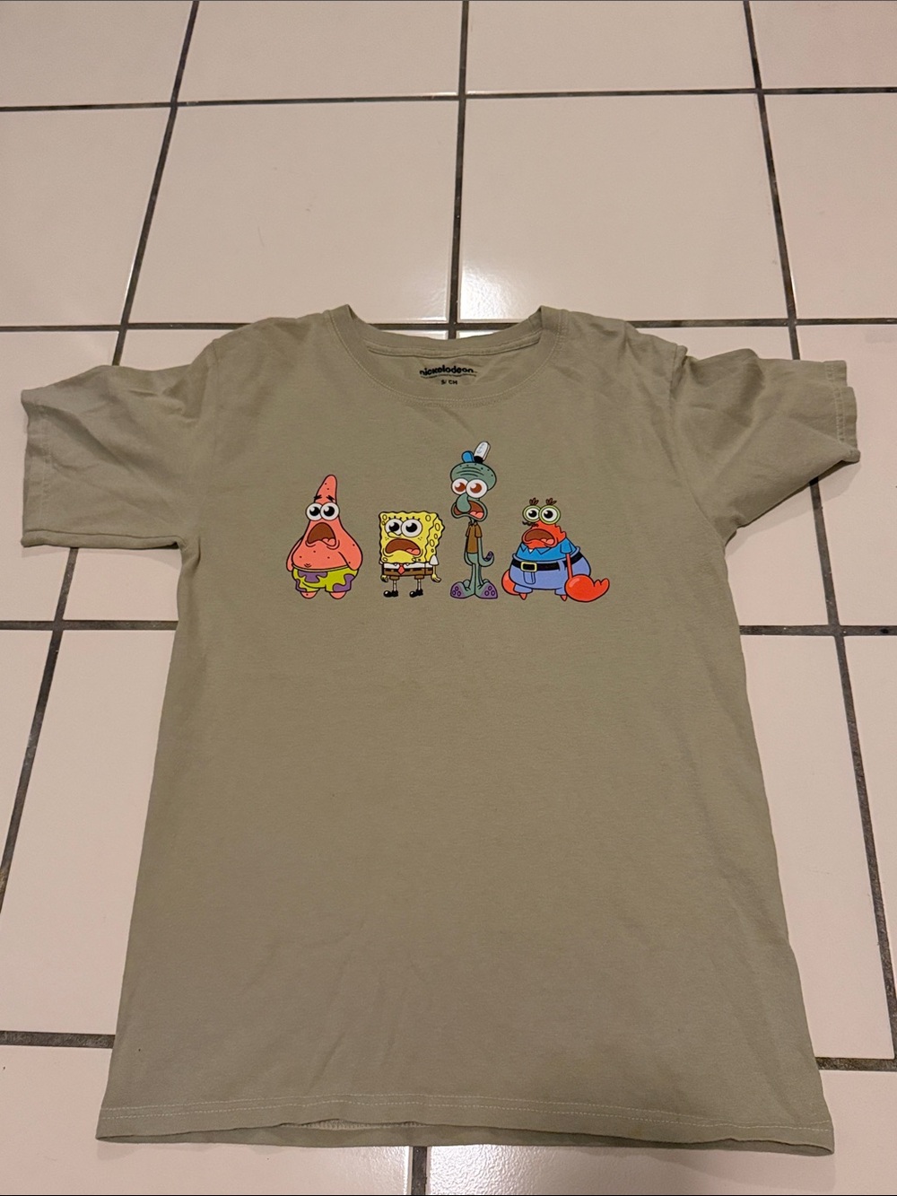 Nickelodeon Olive Green SpongeBob Character Lineup Tee